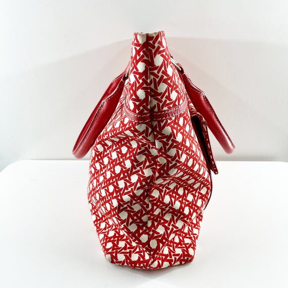 Kate Spade Geo Print Large Tote Bag Purse Red White - Picture 6 of 11